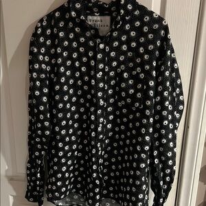 Frank & Eileen Black and White Polka Dot Shirt